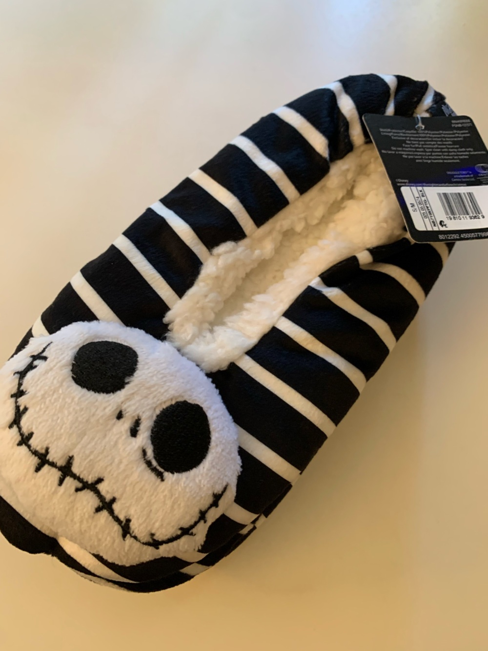 Disney NightmareBefore Christmas Black & White Striped Plush Kids Footie